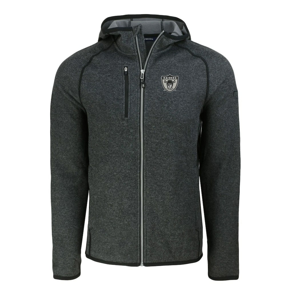 Las Vegas Raiders Cutter & Buck Throwback Mainsail Sweater-Knit Full-Zip Hoodie - Heather Charcoal online