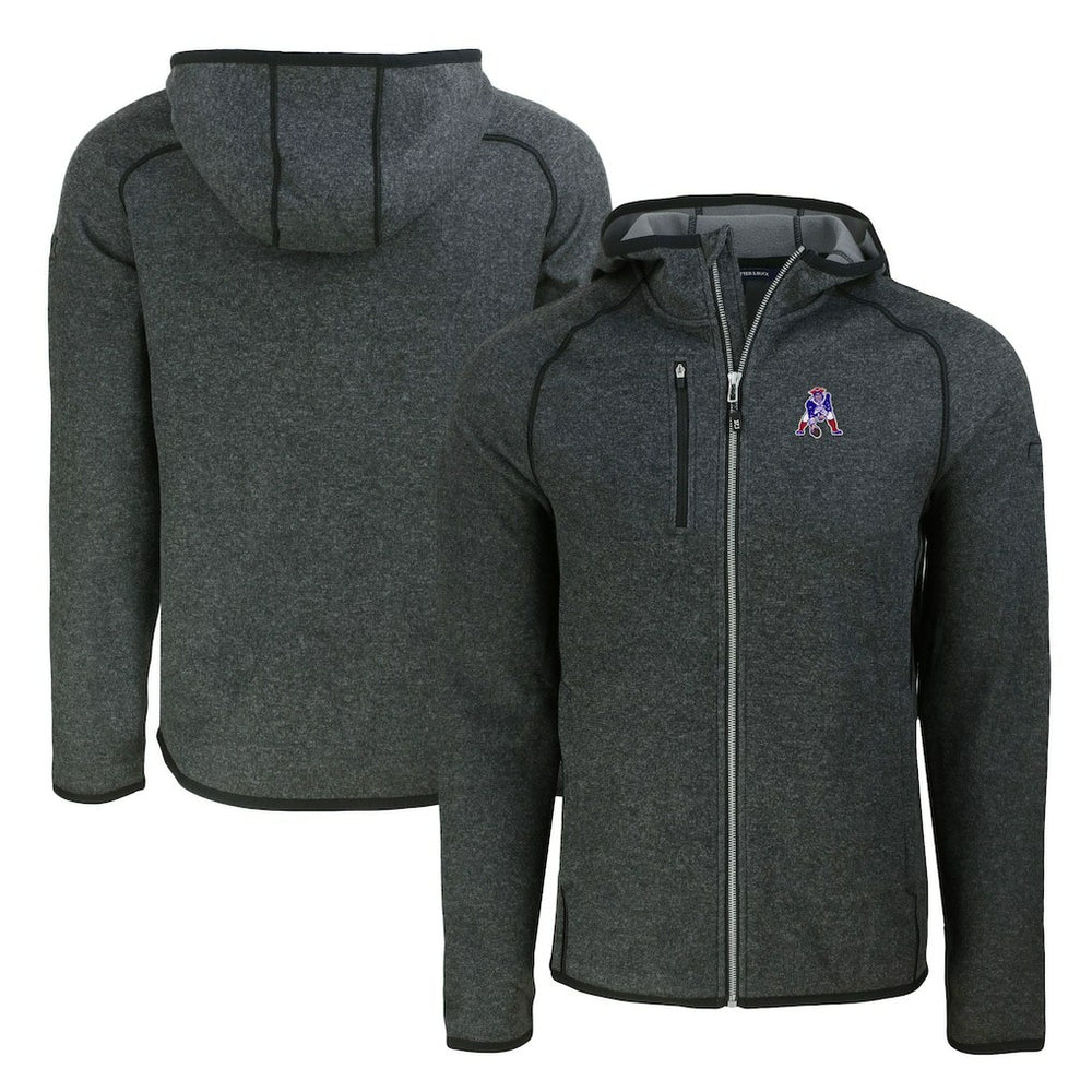 New England Patriots Cutter & Buck Throwback Mainsail Sweater-Knit Full-Zip Hoodie - Heather Charcoal sale