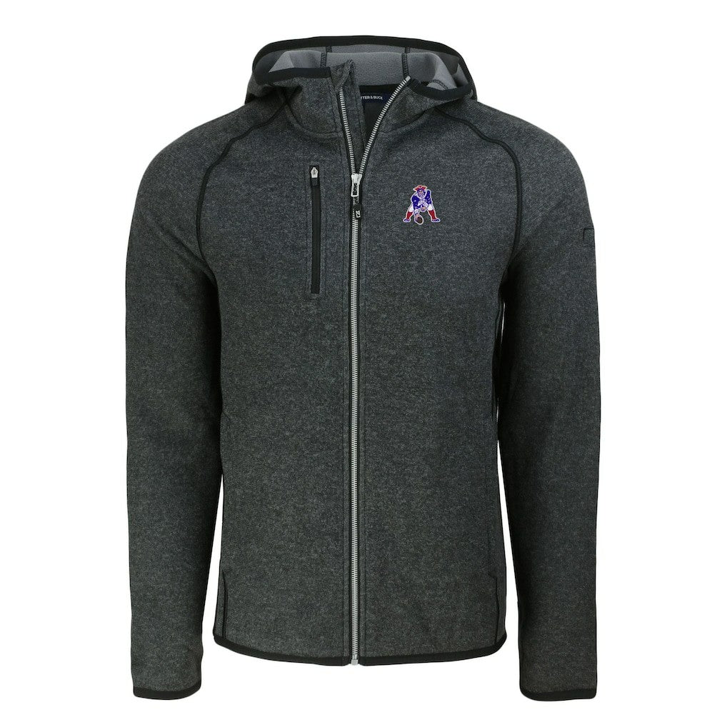 New England Patriots Cutter & Buck Throwback Mainsail Sweater-Knit Full-Zip Hoodie - Heather Charcoal sale