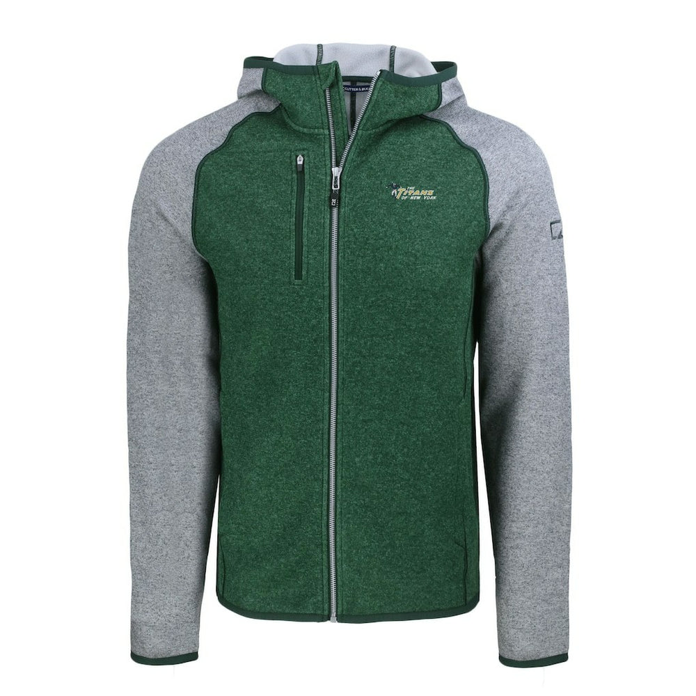 New York Jets Cutter & Buck Throwback Mainsail Sweater-Knit Full-Zip Hoodie - Heather Green/Heather Gray discount