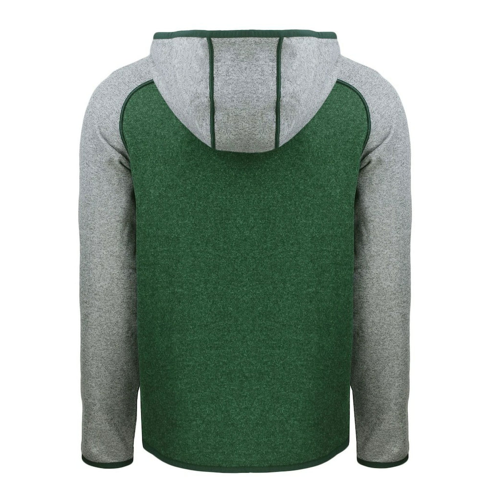 New York Jets Cutter & Buck Throwback Mainsail Sweater-Knit Full-Zip Hoodie - Heather Green/Heather Gray discount