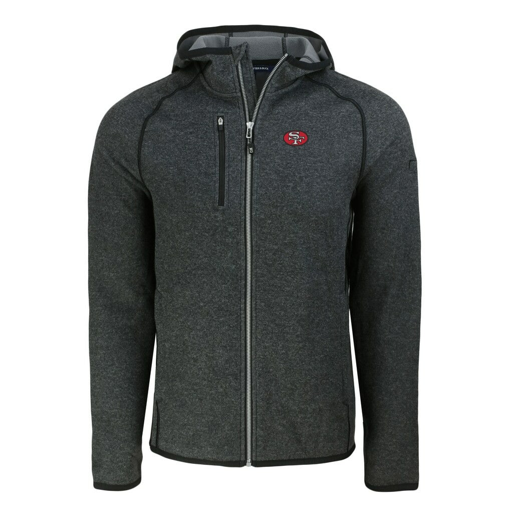San Francisco 49ers Cutter & Buck Throwback Mainsail Sweater-Knit Full-Zip Hoodie - Heather Charcoal online