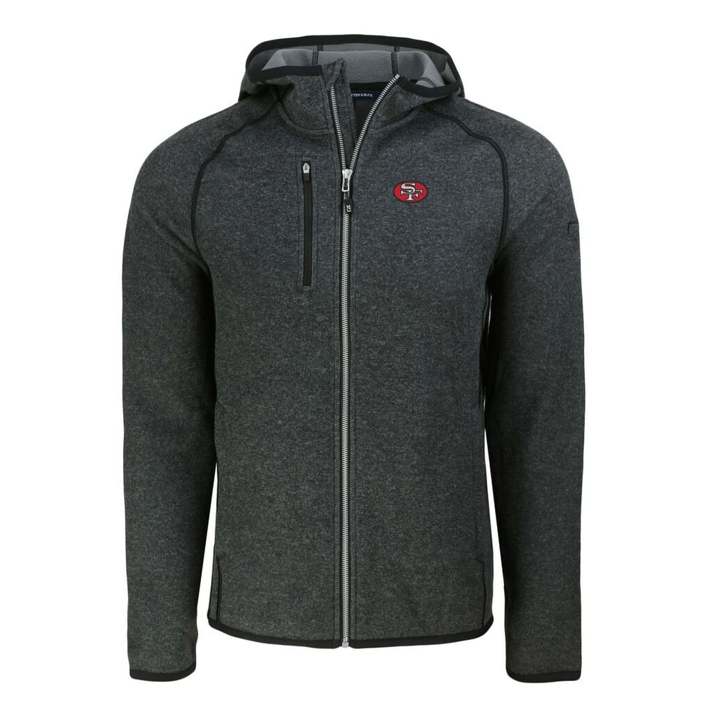 San Francisco 49ers Cutter & Buck Throwback Mainsail Sweater-Knit Full-Zip Hoodie - Heather Charcoal online