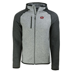 San Francisco 49ers Cutter & Buck Throwback Mainsail Sweater-Knit Full-Zip Hoodie - Heather Gray/Heather Charcoal sale