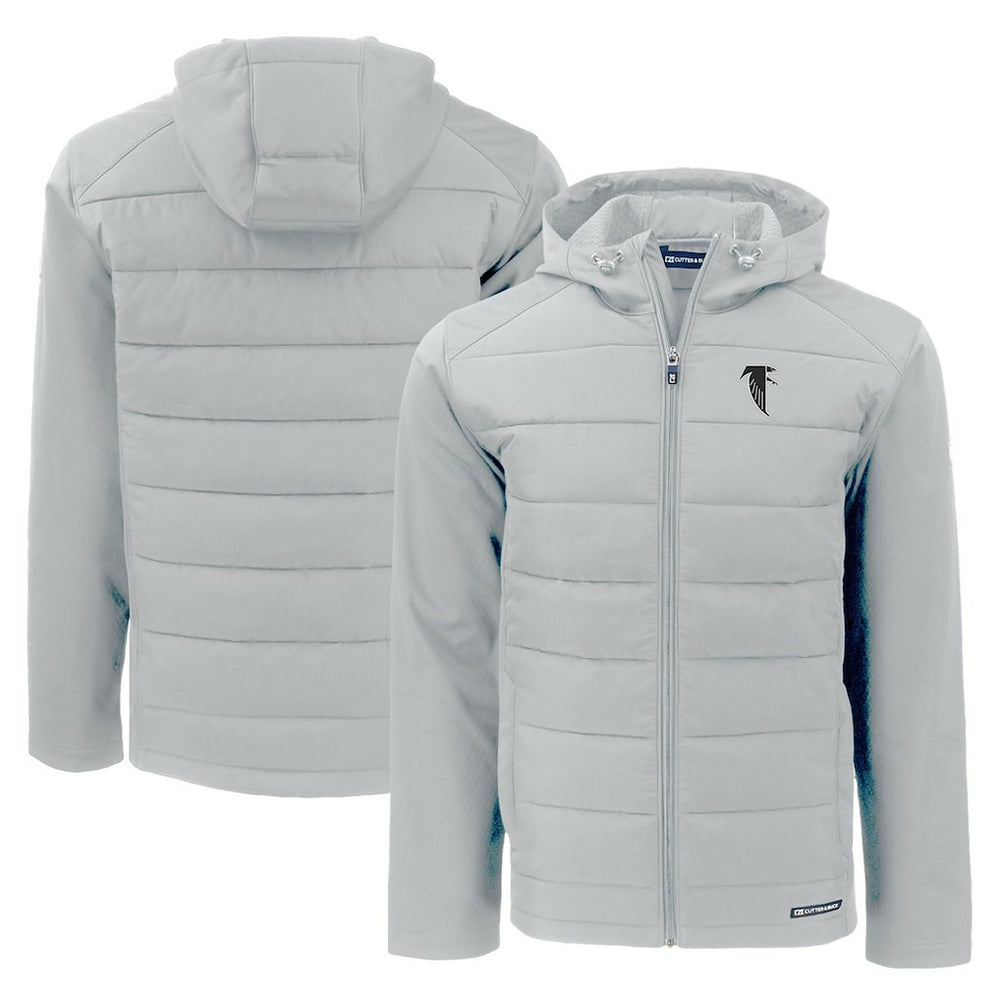 Atlanta Falcons Cutter & Buck Throwback Evoke Hybrid Eco Softshell Recycled Full-Zip Hoodie Jacket - Gray for sale