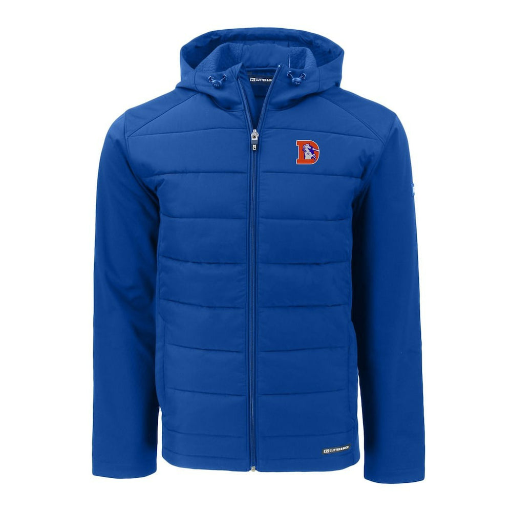 Denver Broncos Cutter & Buck Throwback Evoke Hybrid Eco Softshell Recycled Full-Zip Hoodie Jacket - Royal cheap