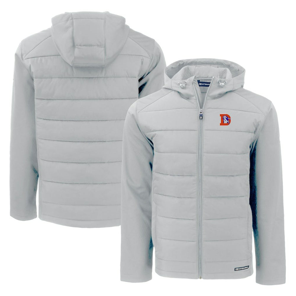 Denver Broncos Cutter & Buck Throwback Evoke Hybrid Eco Softshell Recycled Full-Zip Hoodie Jacket - Gray outlet