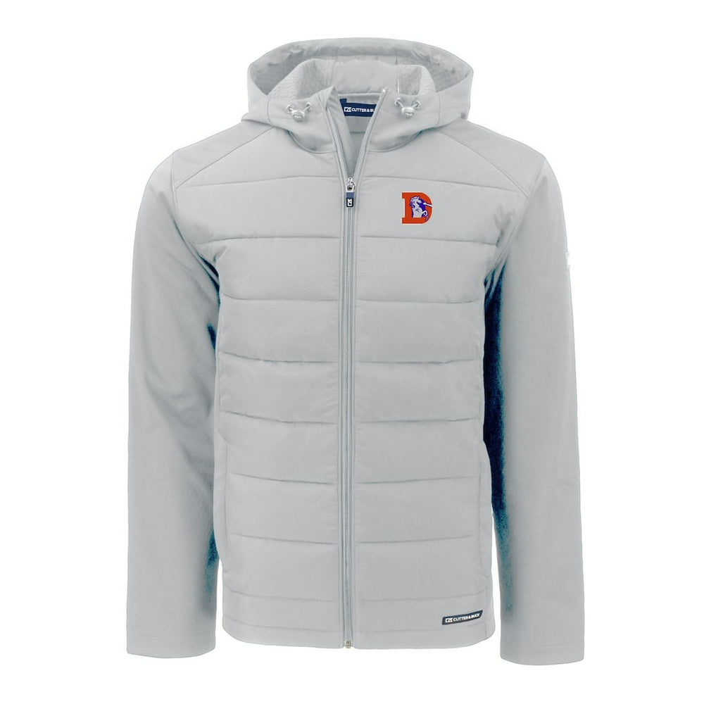Denver Broncos Cutter & Buck Throwback Evoke Hybrid Eco Softshell Recycled Full-Zip Hoodie Jacket - Gray outlet