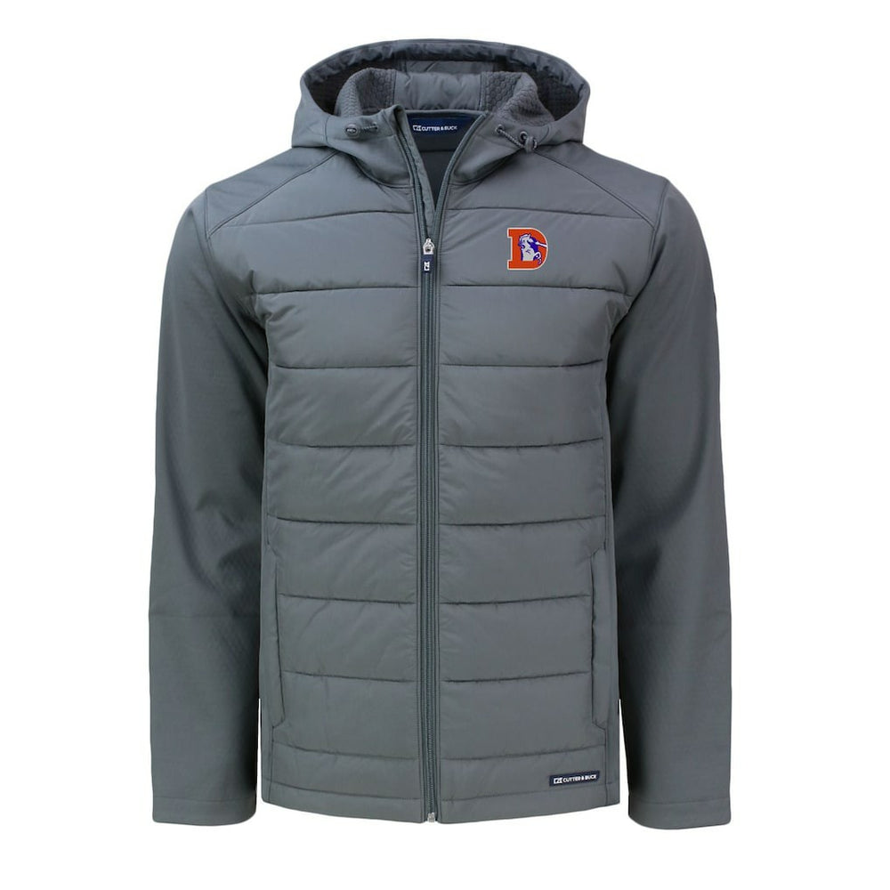 Denver Broncos Cutter & Buck Throwback Evoke Hybrid Eco Softshell Recycled Full-Zip Hoodie Jacket - Gray cheap