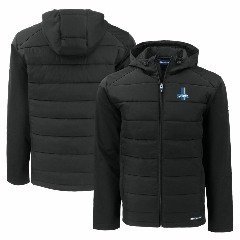 Detroit Lions Cutter & Buck Throwback Evoke Hybrid Eco Softshell Recycled Full-Zip Hoodie Jacket - Black on sale