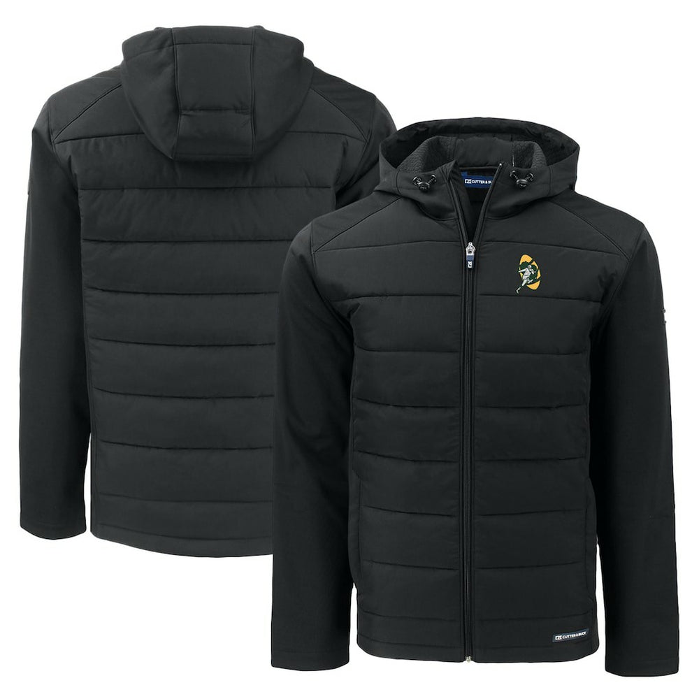 Green Bay Packers Cutter & Buck Throwback Evoke Hybrid Eco Softshell Recycled Full-Zip Hoodie Jacket - Black sale