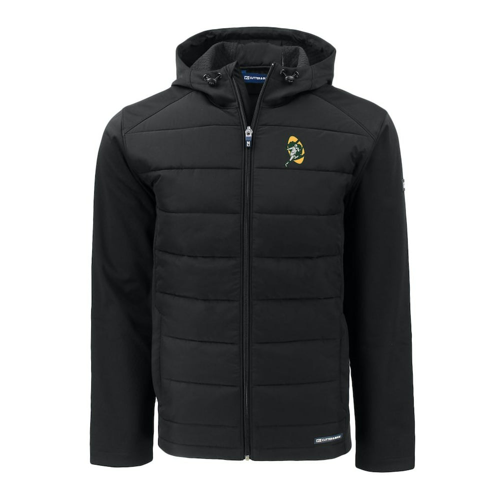 Green Bay Packers Cutter & Buck Throwback Evoke Hybrid Eco Softshell Recycled Full-Zip Hoodie Jacket - Black sale
