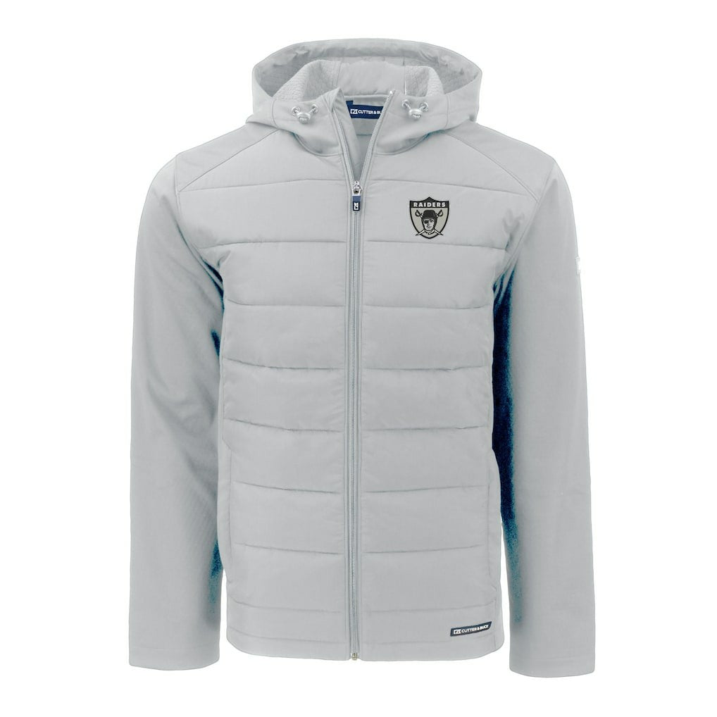 Las Vegas Raiders Cutter & Buck Throwback Evoke Hybrid Eco Softshell Recycled Full-Zip Hoodie Jacket - Gray outlet