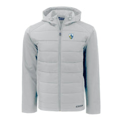 Los Angeles Chargers Cutter & Buck Throwback Evoke Hybrid Eco Softshell Recycled Full-Zip Hoodie Jacket - Gray on sale
