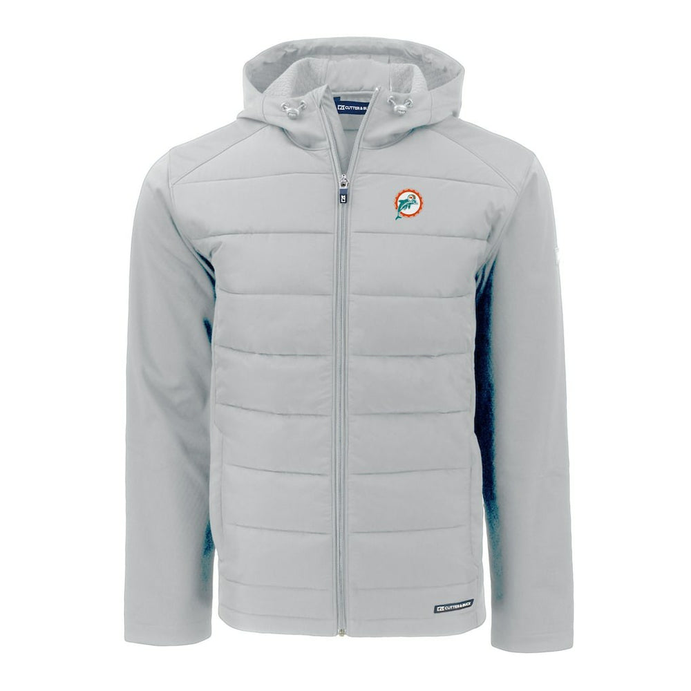 Miami Dolphins Cutter & Buck Throwback Evoke Hybrid Eco Softshell Recycled Full-Zip Hoodie Jacket - Gray cheap