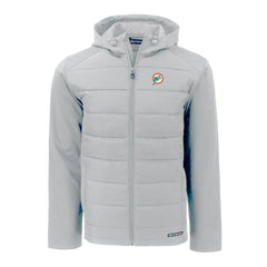 Miami Dolphins Cutter & Buck Throwback Evoke Hybrid Eco Softshell Recycled Full-Zip Hoodie Jacket - Gray cheap