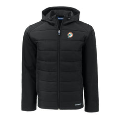 Miami Dolphins Cutter & Buck Throwback Evoke Hybrid Eco Softshell Recycled Full-Zip Hoodie Jacket - Black outlet