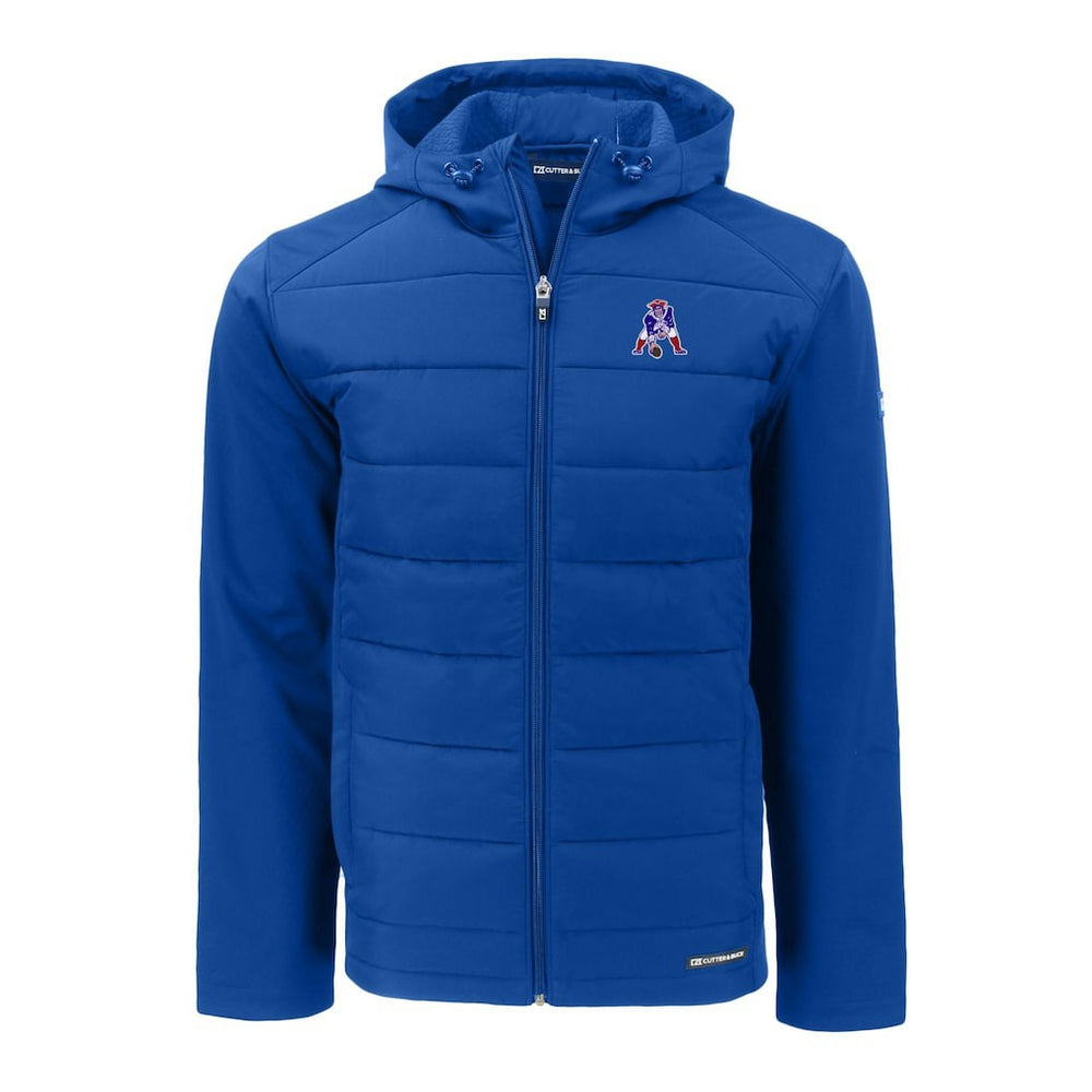 New England Patriots Cutter & Buck Throwback Evoke Hybrid Eco Softshell Recycled Full-Zip Hoodie Jacket - Royal cheap
