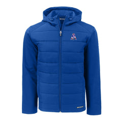 New England Patriots Cutter & Buck Throwback Evoke Hybrid Eco Softshell Recycled Full-Zip Hoodie Jacket - Royal cheap