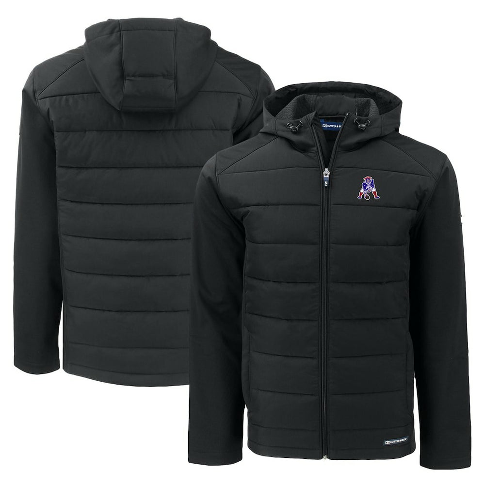 New England Patriots Cutter & Buck Throwback Evoke Hybrid Eco Softshell Recycled Full-Zip Hoodie Jacket - Black sale