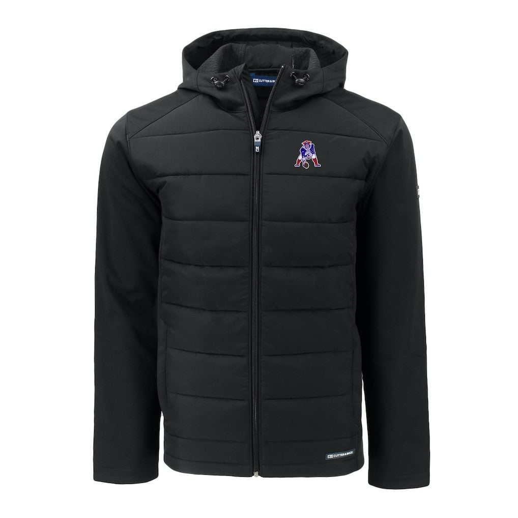 New England Patriots Cutter & Buck Throwback Evoke Hybrid Eco Softshell Recycled Full-Zip Hoodie Jacket - Black sale