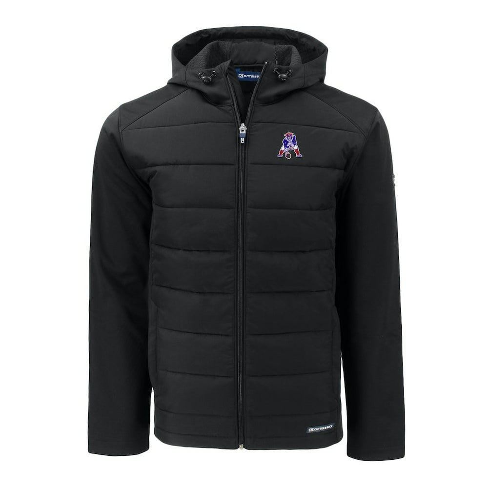 New England Patriots Cutter & Buck Throwback Evoke Hybrid Eco Softshell Recycled Full-Zip Hoodie Jacket - Black sale