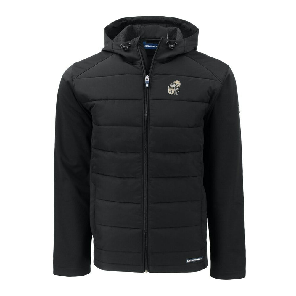 New Orleans Saints Cutter & Buck Throwback Evoke Hybrid Eco Softshell Recycled Full-Zip Hoodie Jacket - Black on sale