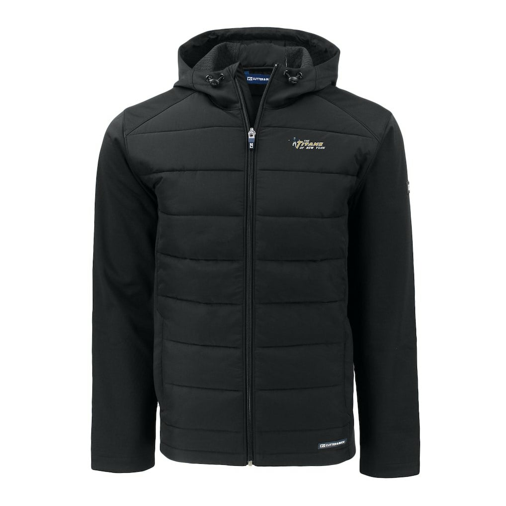 New York Jets Cutter & Buck Throwback Evoke Hybrid Eco Softshell Recycled Full-Zip Hoodie Jacket - Black online