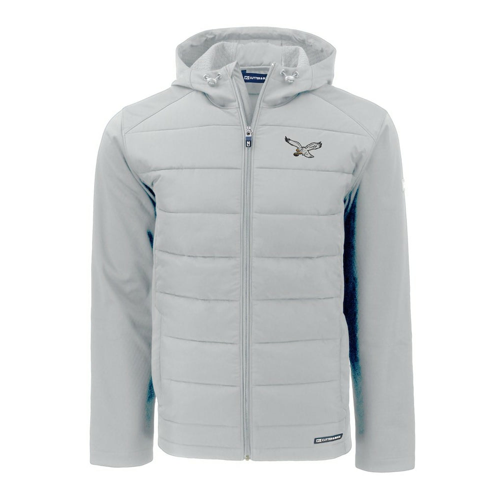 Philadelphia Eagles Cutter & Buck Throwback Evoke Hybrid Eco Softshell Recycled Full-Zip Hoodie Jacket - Gray cheap