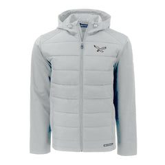 Philadelphia Eagles Cutter & Buck Throwback Evoke Hybrid Eco Softshell Recycled Full-Zip Hoodie Jacket - Gray cheap