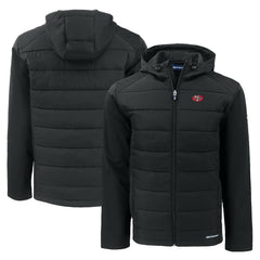 San Francisco 49ers Cutter & Buck Throwback Evoke Hybrid Eco Softshell Recycled Full-Zip Hoodie Jacket - Black cheap