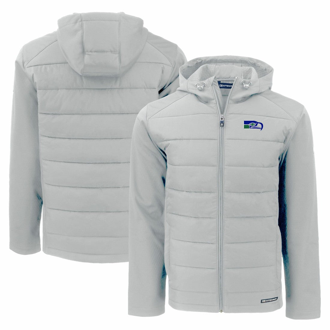 Seattle Seahawks Cutter & Buck Throwback Evoke Hybrid Eco Softshell Recycled Full-Zip Hoodie Jacket - Gray outlet