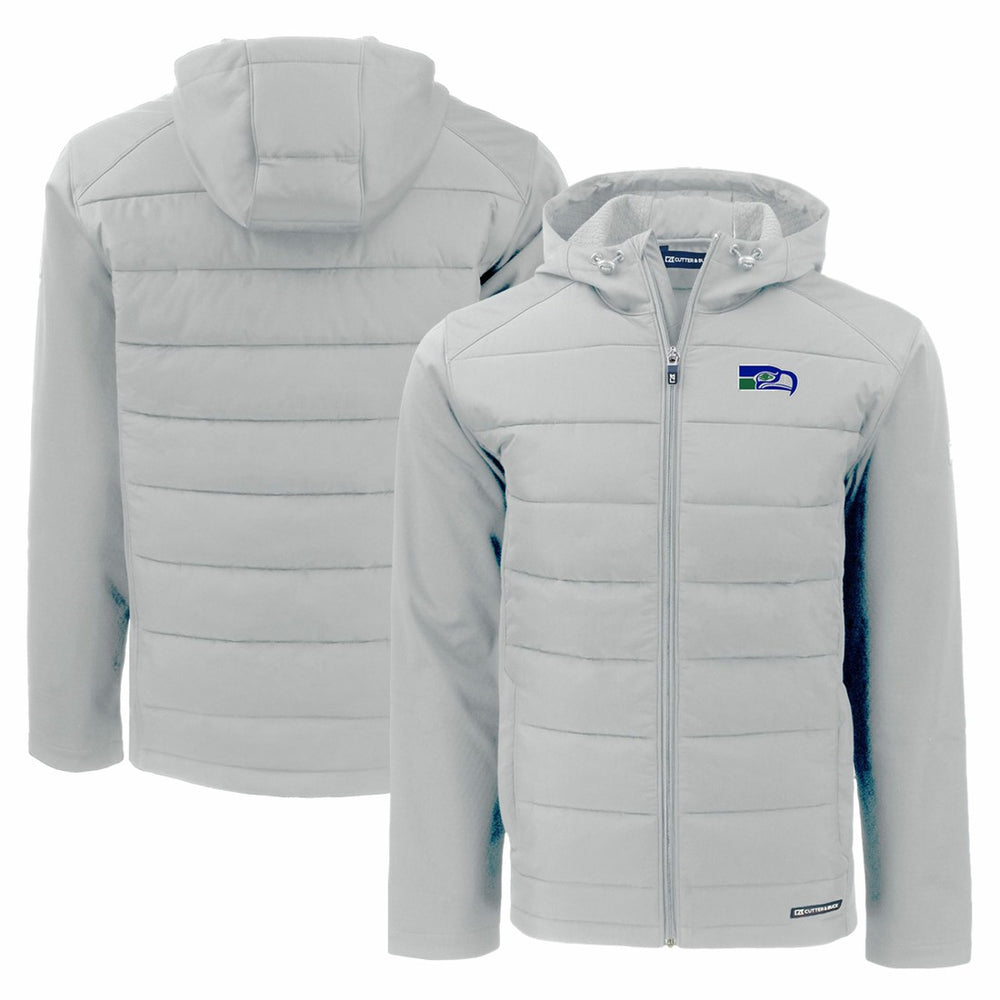 Seattle Seahawks Cutter & Buck Throwback Evoke Hybrid Eco Softshell Recycled Full-Zip Hoodie Jacket - Gray outlet