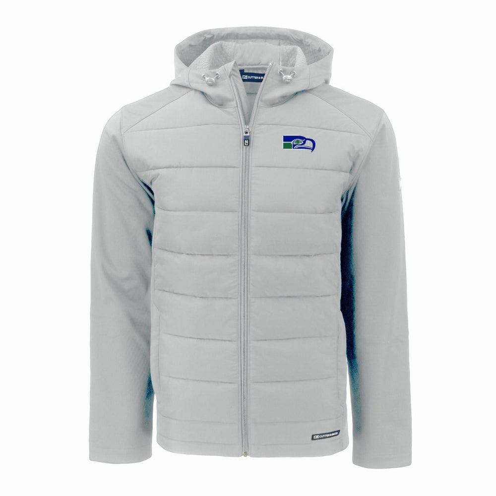 Seattle Seahawks Cutter & Buck Throwback Evoke Hybrid Eco Softshell Recycled Full-Zip Hoodie Jacket - Gray outlet