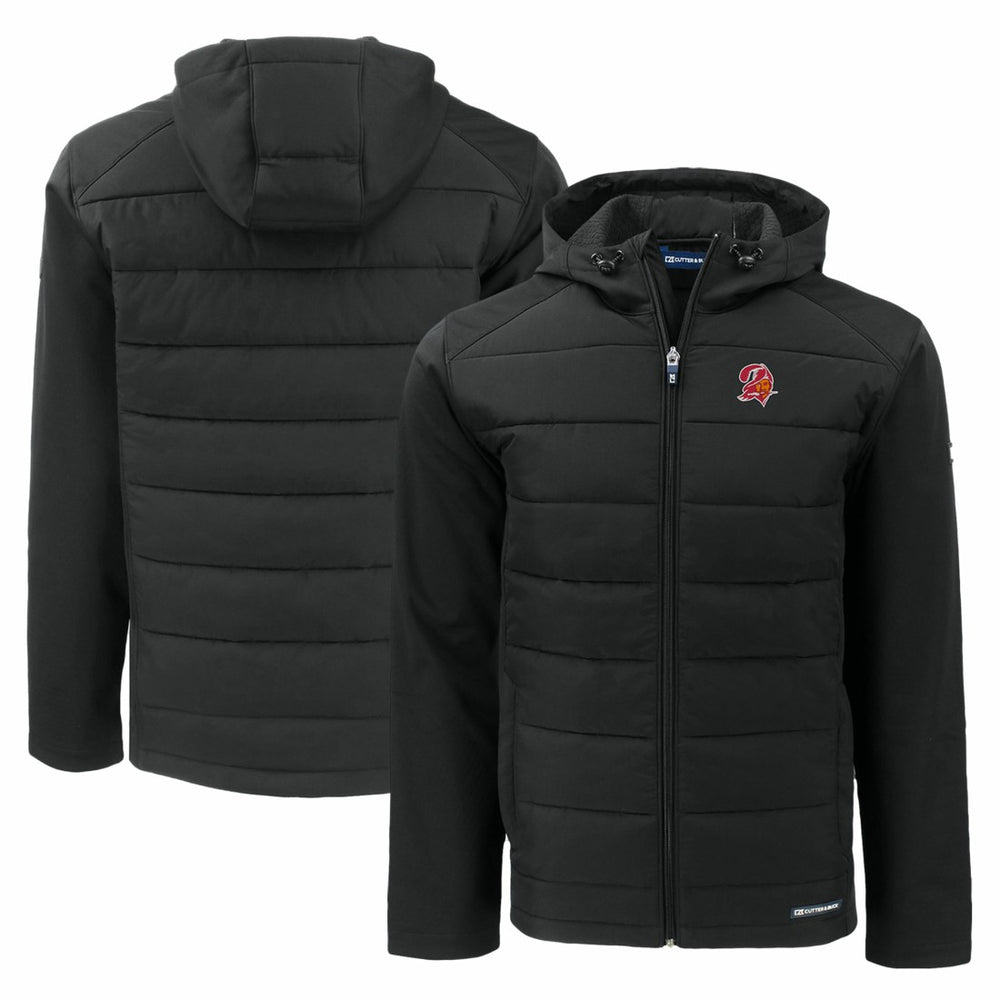 Tampa Bay Buccaneers Cutter & Buck Throwback Evoke Hybrid Eco Softshell Recycled Full-Zip Hoodie Jacket - Black sale