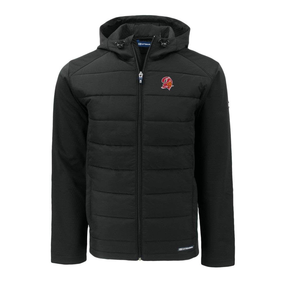 Tampa Bay Buccaneers Cutter & Buck Throwback Evoke Hybrid Eco Softshell Recycled Full-Zip Hoodie Jacket - Black sale