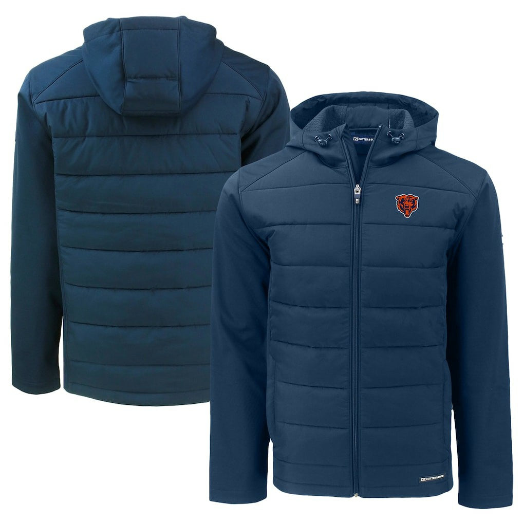 Chicago Bears Cutter & Buck Throwback Big & Tall Evoke Hybrid Eco Softshell Recycled Full-Zip Jacket - Navy online