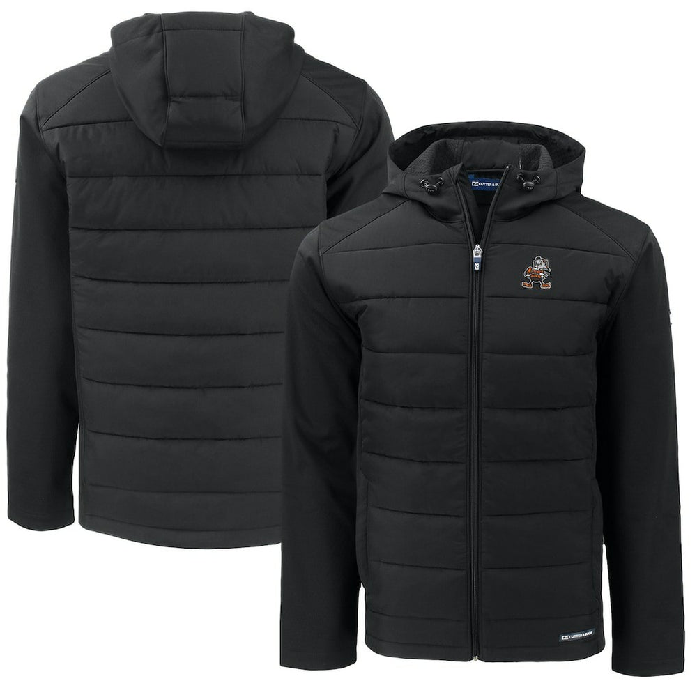 Cleveland Browns Cutter & Buck Throwback Big & Tall Evoke Hybrid Eco Softshell Recycled Full-Zip Jacket - Black cheap