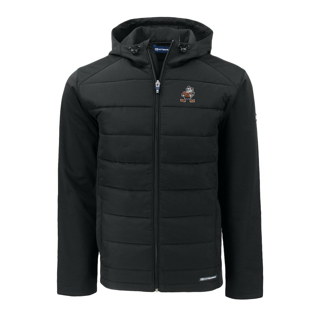 Cleveland Browns Cutter & Buck Throwback Big & Tall Evoke Hybrid Eco Softshell Recycled Full-Zip Jacket - Black cheap
