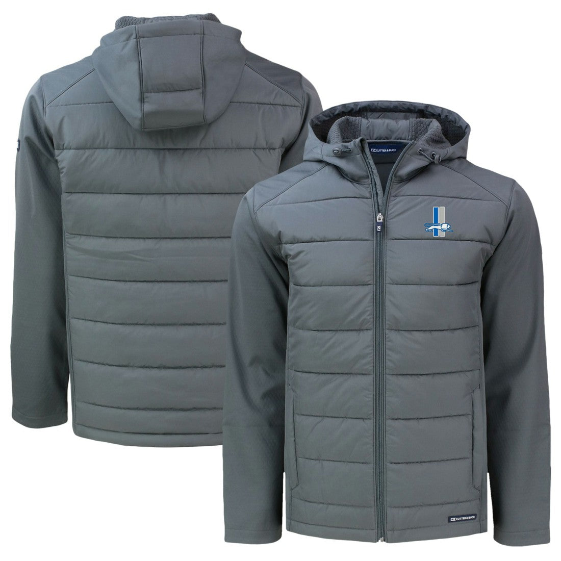 Detroit Lions Cutter & Buck Throwback Big & Tall Evoke Hybrid Eco Softshell Recycled Full-Zip Hoodie - Gray cheap