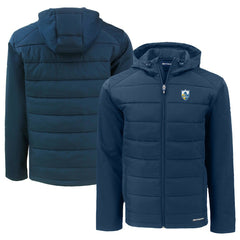 Los Angeles Chargers Cutter & Buck Throwback Big & Tall Evoke Hybrid Eco Softshell Recycled Full-Zip Hoodie - Navy on sale