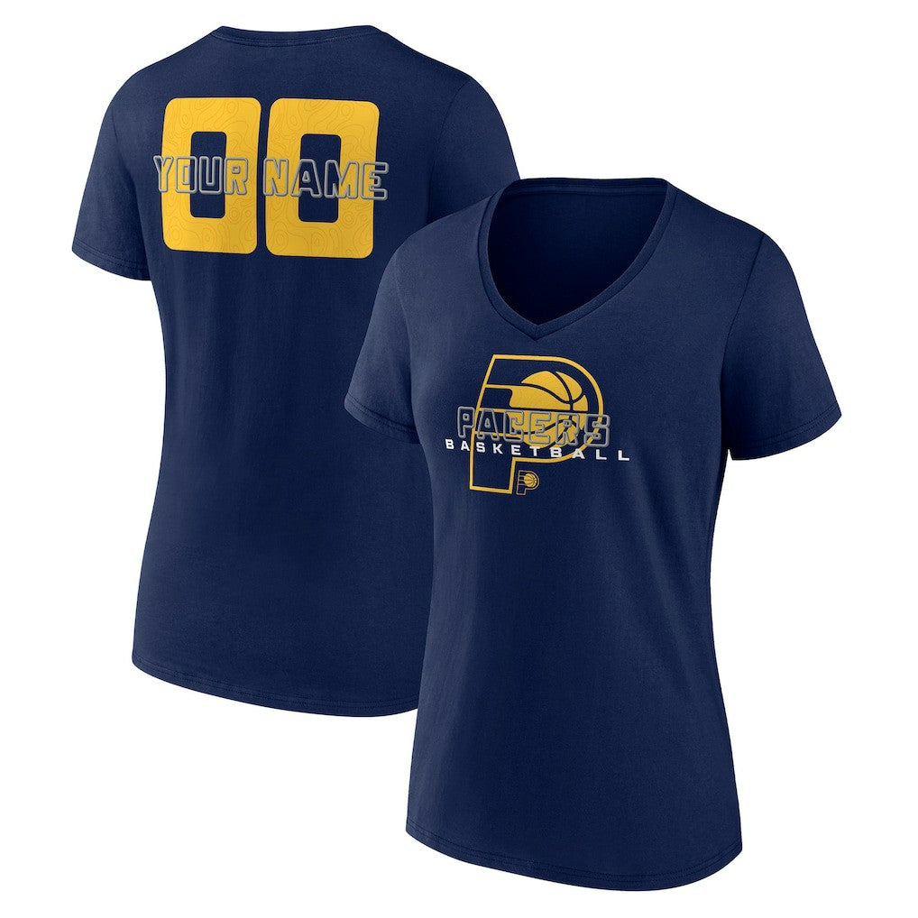 Indiana Pacers Women's Stellar Personalized Name & Number V-Neck T-Shirt - Navy outlet