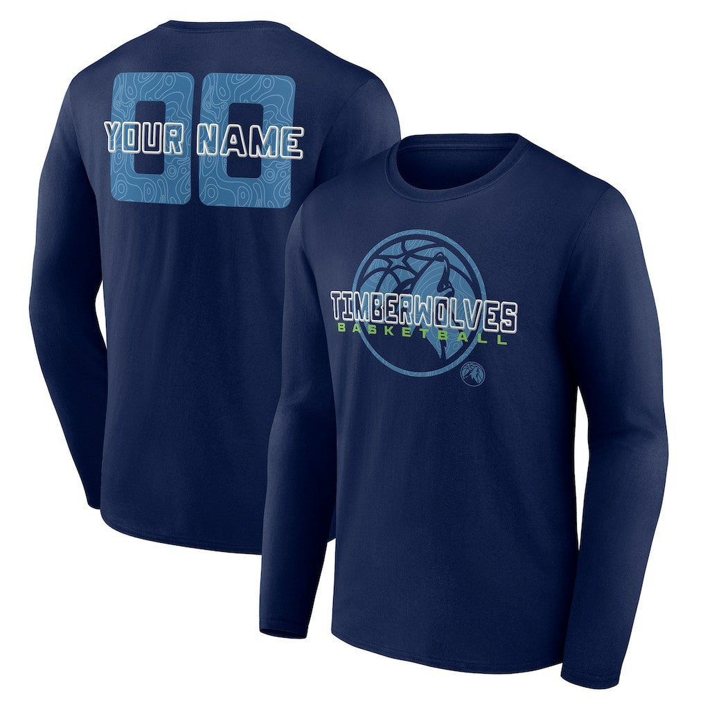 Minnesota Timberwolves Stellar Personalized Name & Number Long Sleeve T-Shirt - Navy online