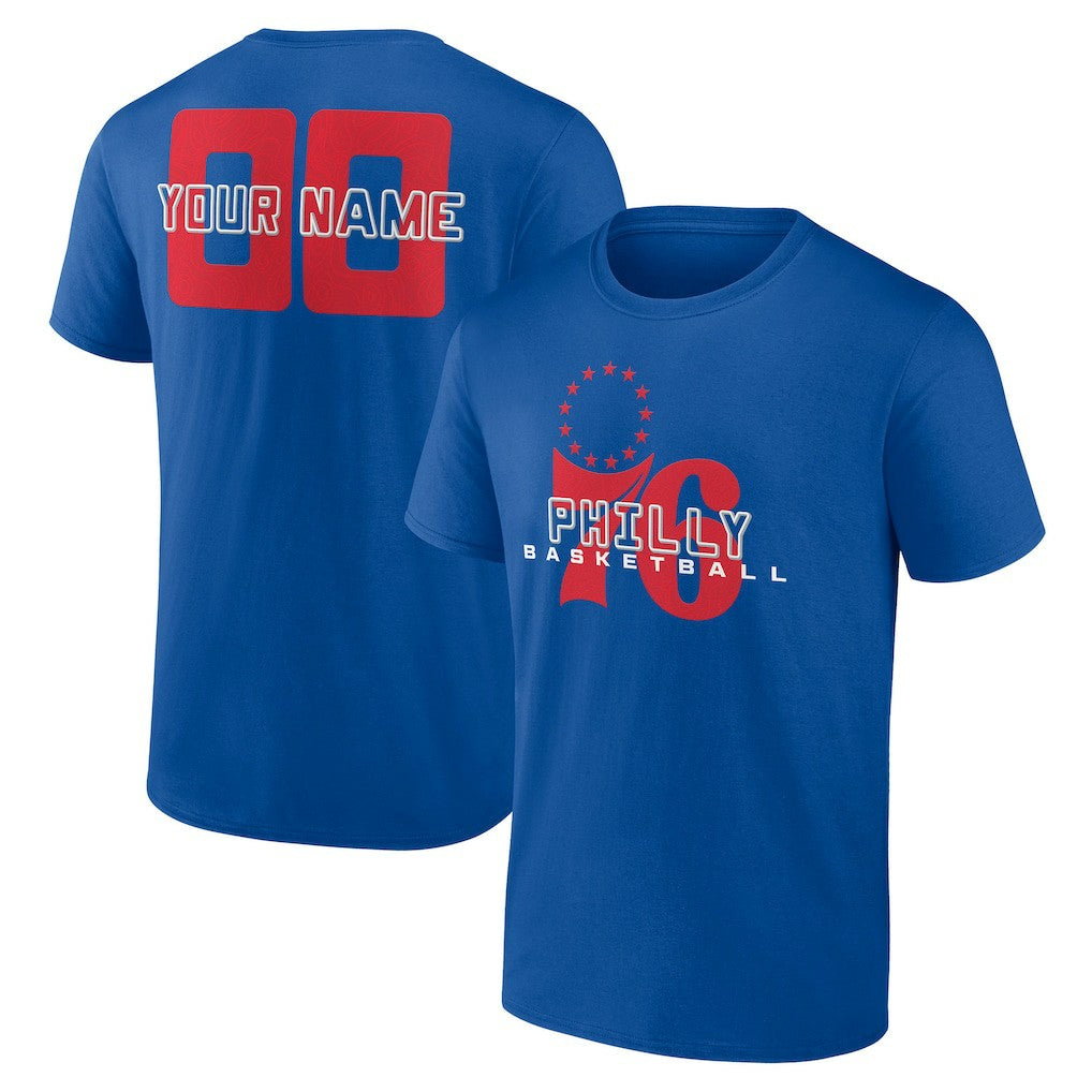 Philadelphia 76ers Stellar Personalized Name & Number T-Shirt - Royal outlet