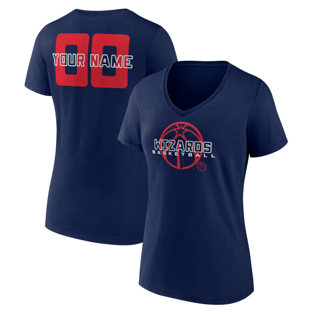 Washington Wizards Women's Stellar Personalized Name & Number V-Neck T-Shirt - Navy shop