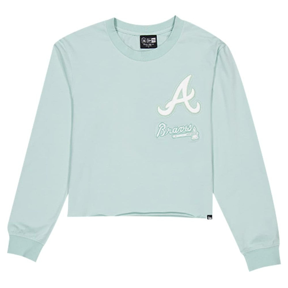 Atlanta Braves Women's Breeze Logo Select Cropped Long Sleeve T-Shirt - Mint | New Era