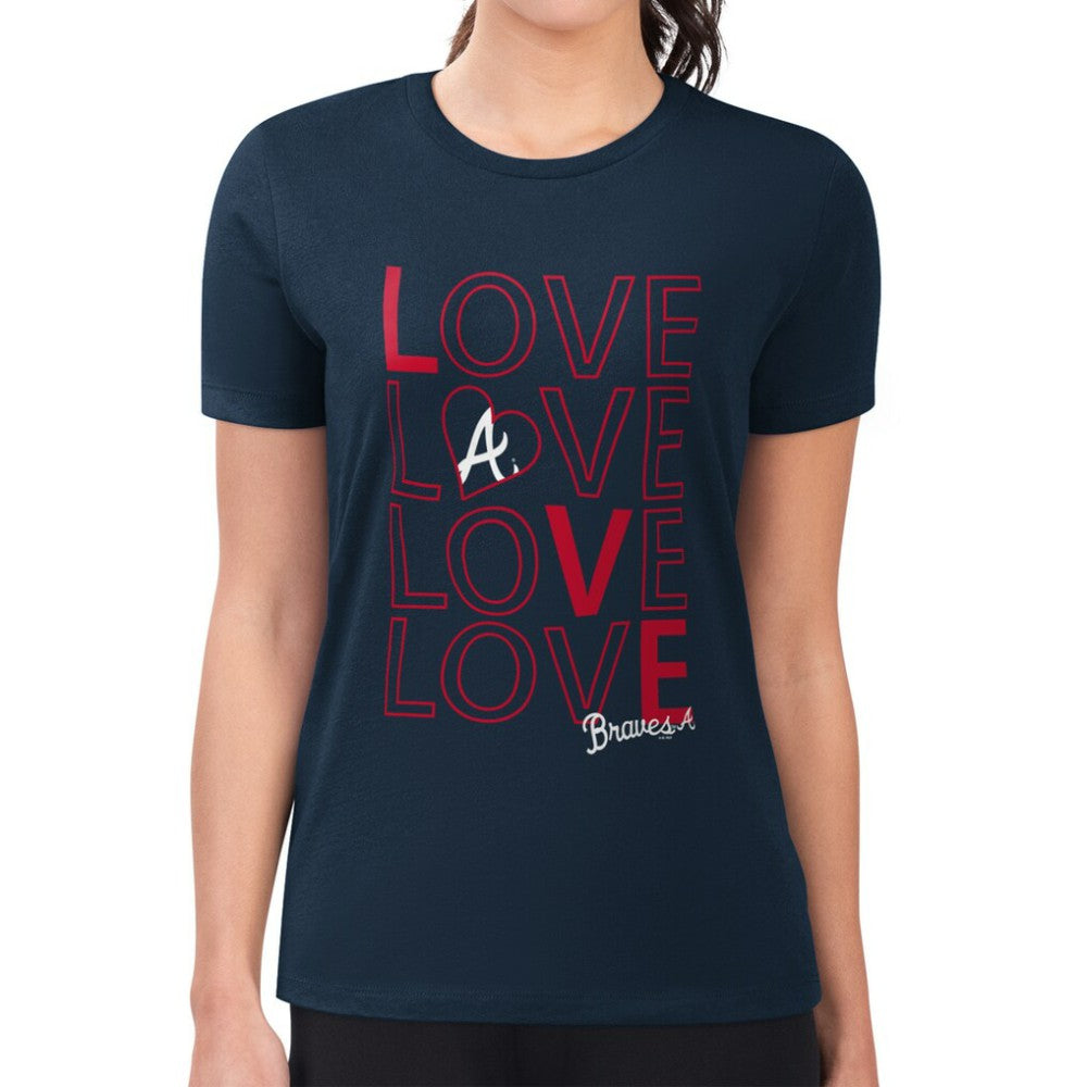 Atlanta Braves G-III 4Her by Carl Banks Women's Super-Slim Fit Lightweight Love Graphic Team T-Shirt - Navy