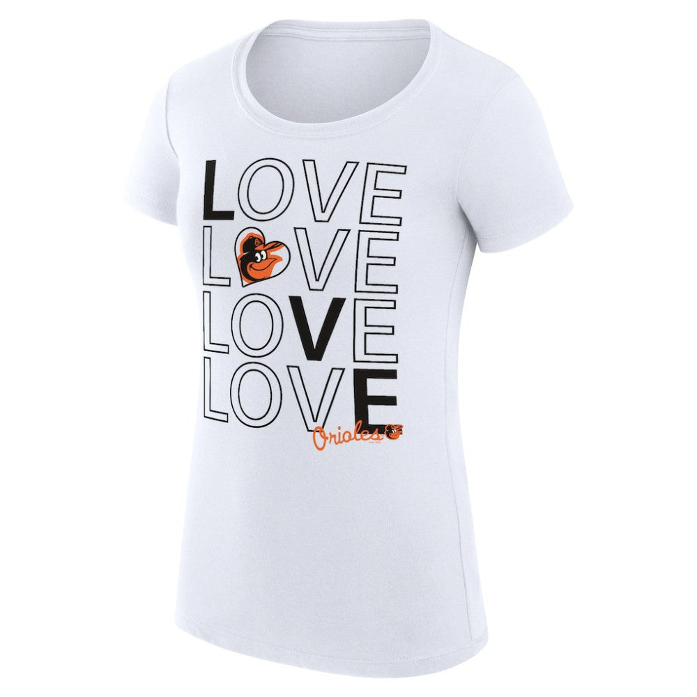 Baltimore Orioles G-III 4Her by Carl Banks Women's Super-Slim Fit Lightweight Love Graphic Team T-Shirt - White