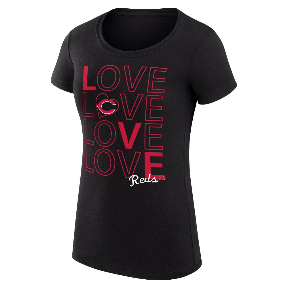 Cincinnati Reds G-III 4Her by Carl Banks Women's Super-Slim Fit Lightweight Love Graphic Team T-Shirt - Black