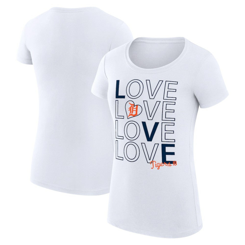 Detroit Tigers G-III 4Her by Carl Banks Women's Super-Slim Fit Lightweight Love Graphic Team T-Shirt - White